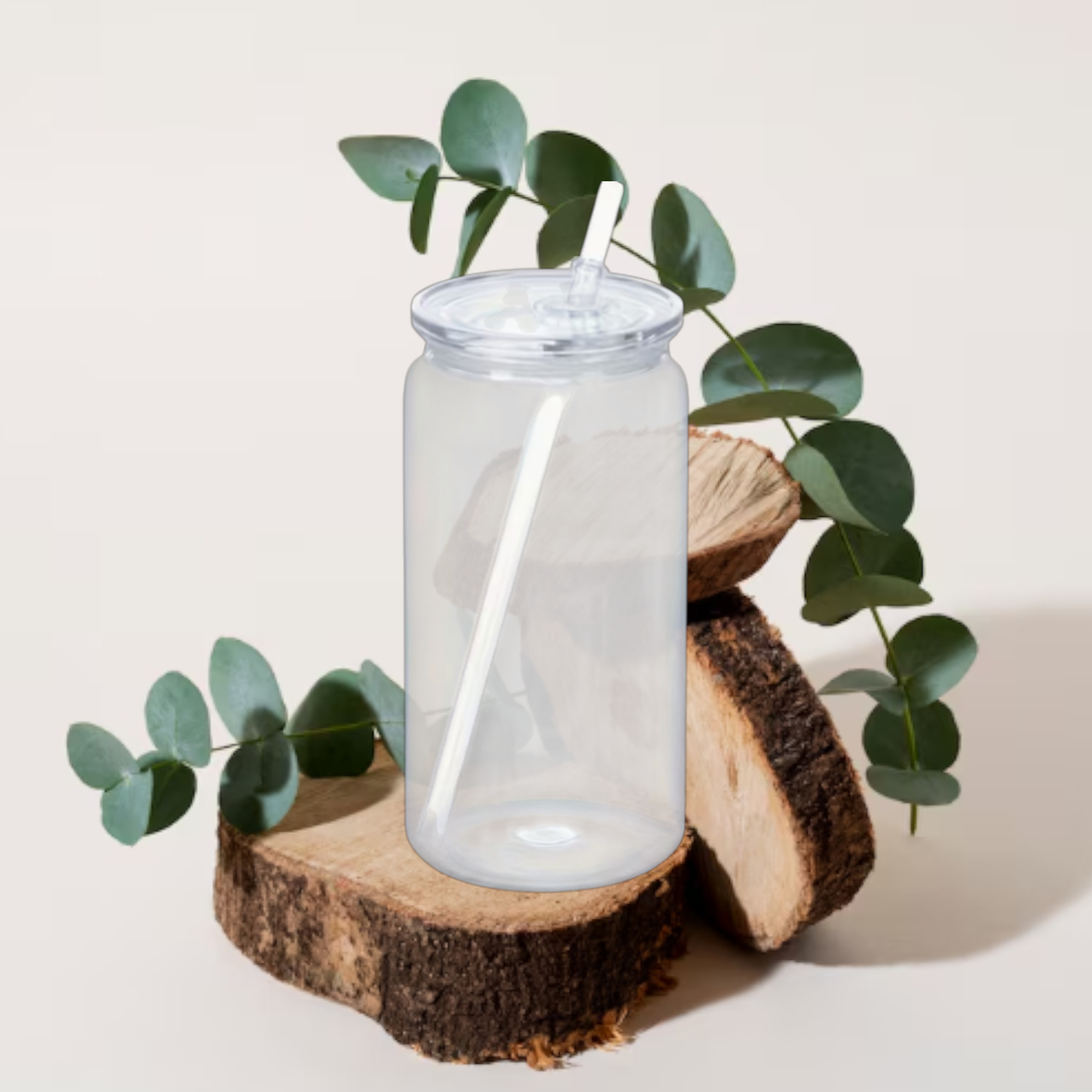 16oz Clear Plastic Can Tumbler – Acrylic Transparent Cup with Lid & Straw