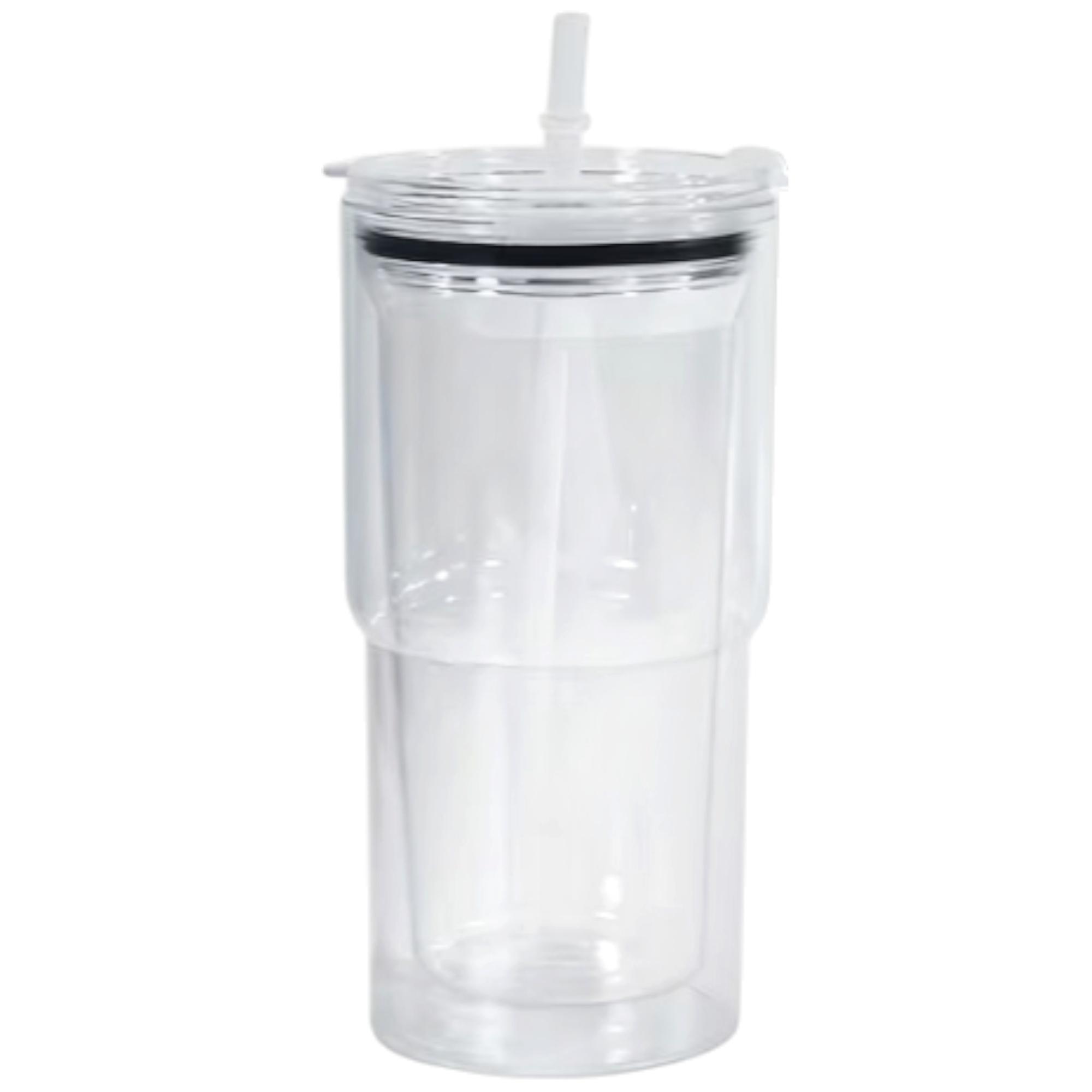 18oz Double-Wall Snow Globe Plastic Tumblers with Straw & Lid