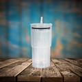 18oz Double-Wall Snow Globe Plastic Tumblers with Straw & Lid