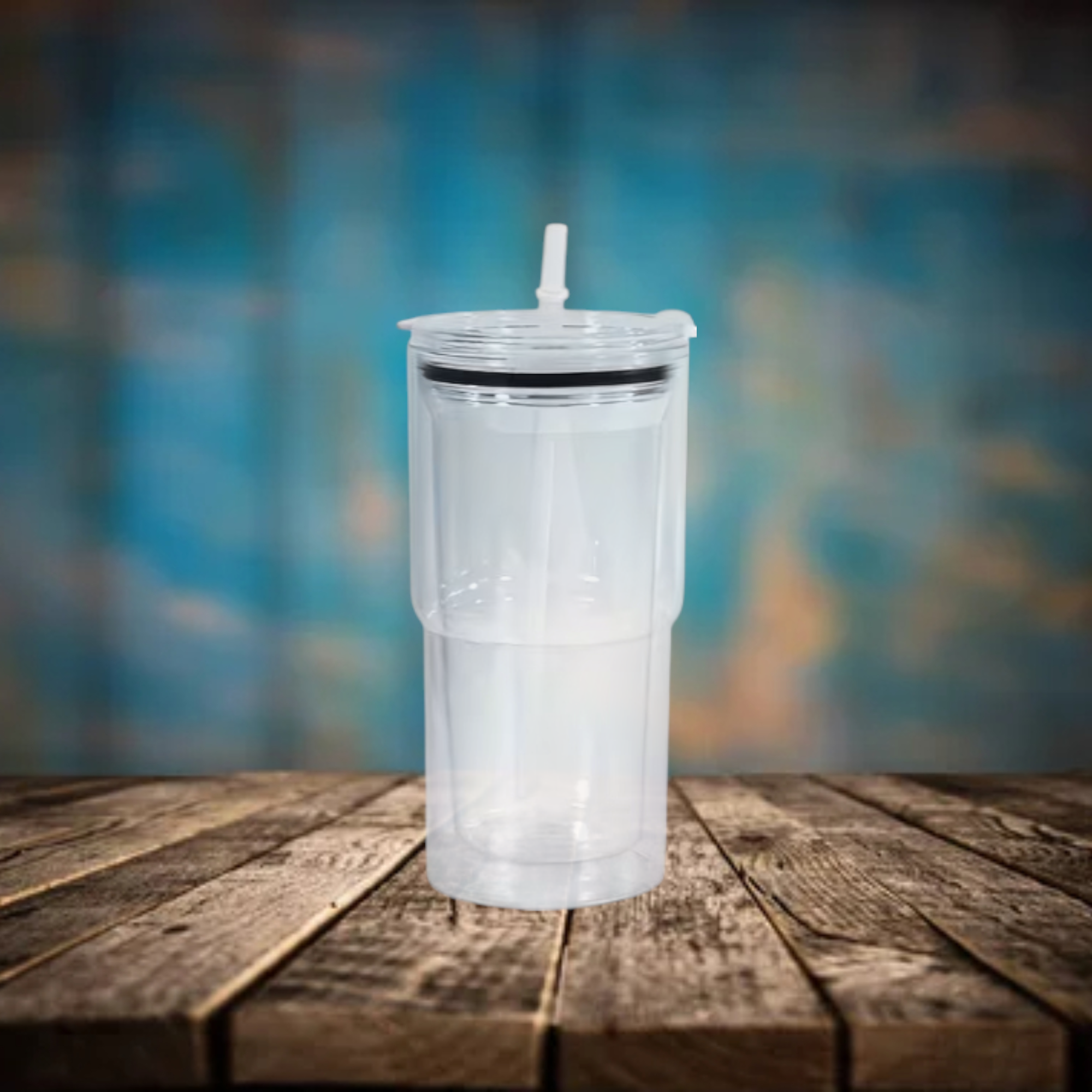 18oz Double-Wall Snow Globe Plastic Tumblers with Straw & Lid