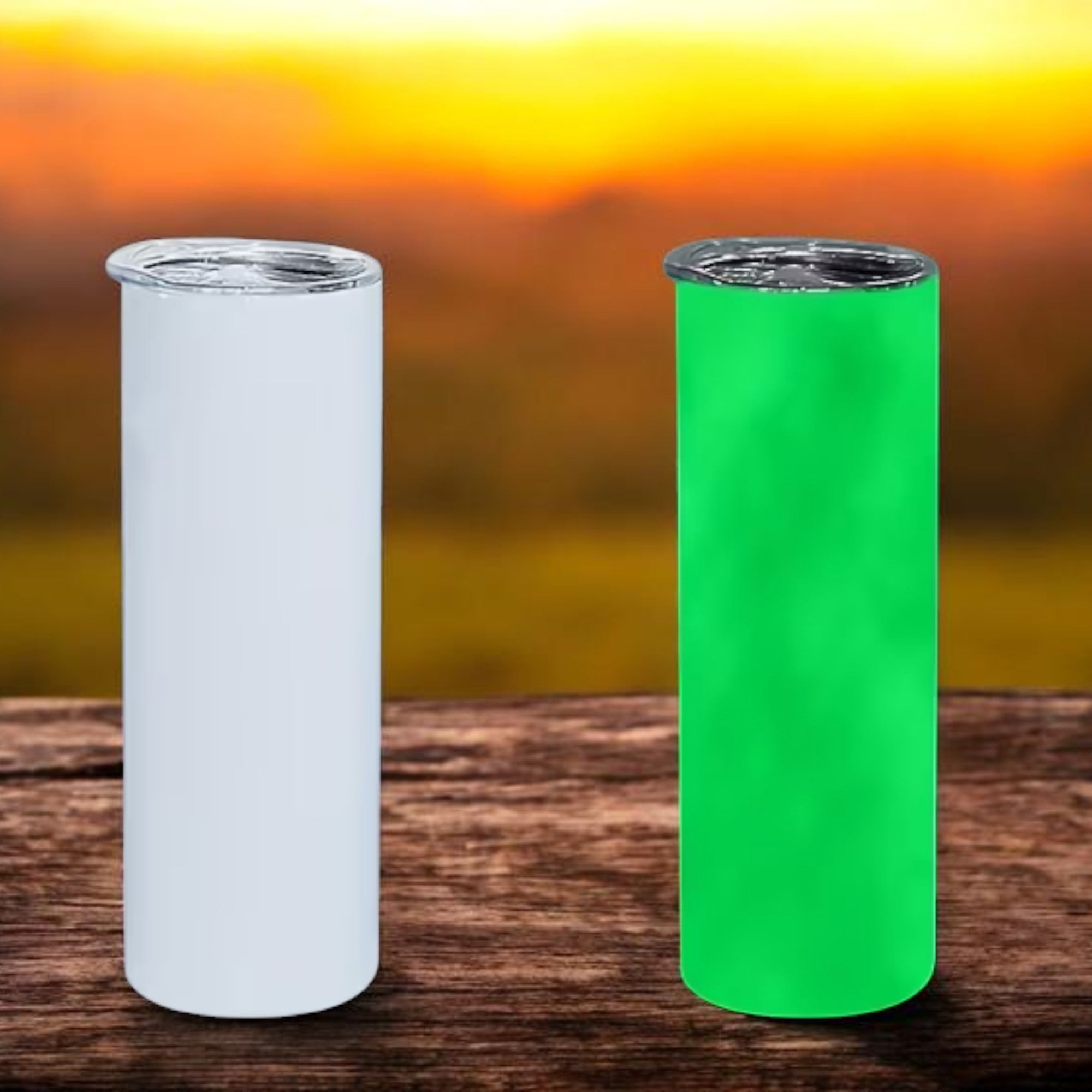 20oz Glow-in-the-Dark Stainless Steel Skinny Tumbler with Lid & Straw