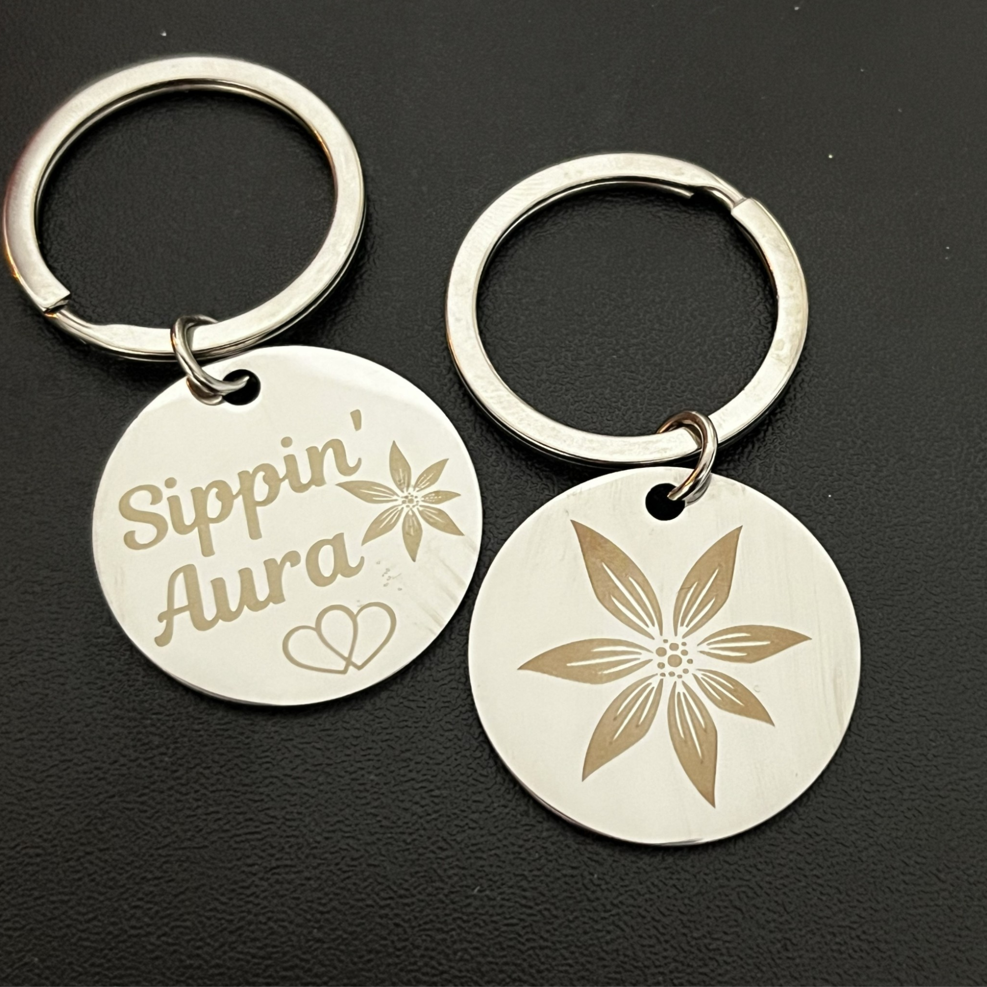 1.18" Round Customizable Stainless Steel Keychain